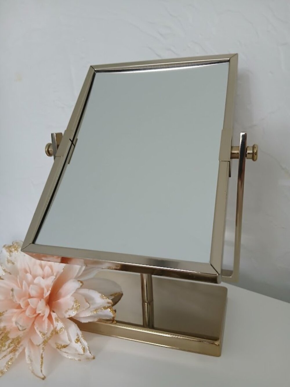 WEST EMORY Gold Tone Two Sided Makeup Vanity Mirror